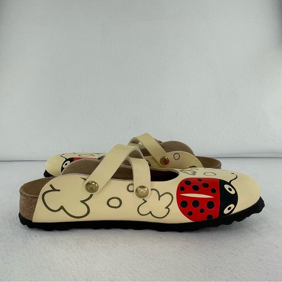 Birki’s Dorian Ladybird Sandals Women’s 8 Ladybug Cream Birkenstock Clogs - Picture 6 of 16